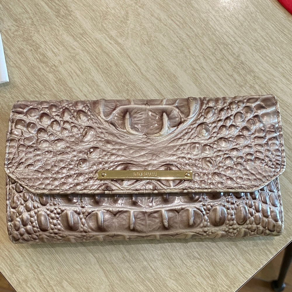 Brahmin Metallic Gray and brown Crocodile-Embossed Shoulder Bag and Wallet - Picture 10 of 10